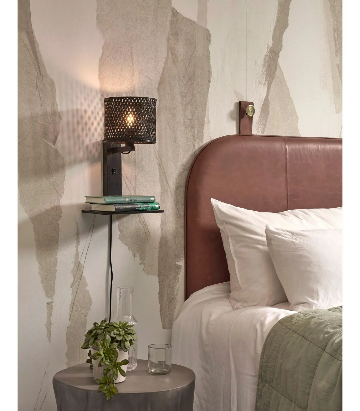 GOOD &MOJO Wandlamp Java - Bamboe Zwart - 30x22x52cm