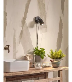 GOOD &MOJO Wandlamp Java - Bamboe Zwart - Ø12cm