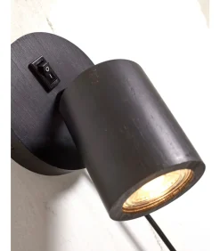 GOOD &MOJO Wandlamp Java - Bamboe Zwart - Ø12cm