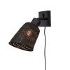 Outlet Wandlamp Java - Bamboe Zwart - Ø15cm Muurverlichting