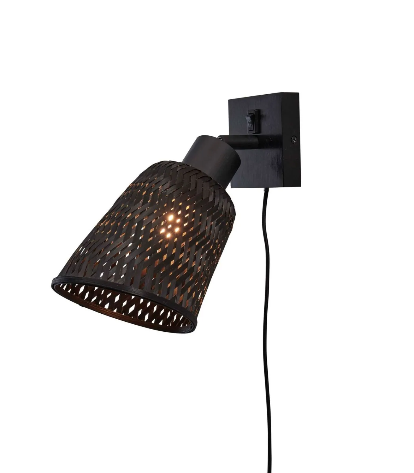 Outlet Wandlamp Java - Bamboe Zwart - Ø15cm Muurverlichting