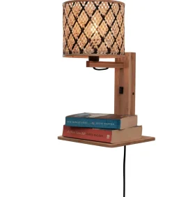 Hot Wandlamp Java - Bamboe/Zwart - 30x22x52cm Muurverlichting