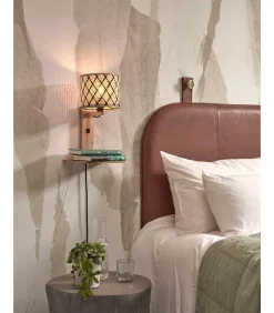 Hot Wandlamp Java - Bamboe/Zwart - 30x22x52cm Muurverlichting