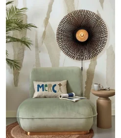 GOOD &MOJO Wandlamp Kalimantan - Bamboe/Zwart - Ø87cm