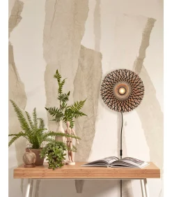 Hot Wandlamp Kalimantan - Bamboe/Zwart - Ø30cm Muurverlichting