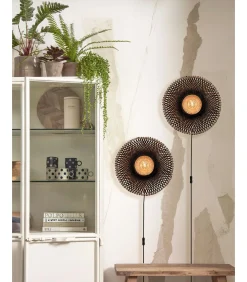 Best Wandlamp Kalimantan - Bamboe/Zwart - Ø44cm Muurverlichting