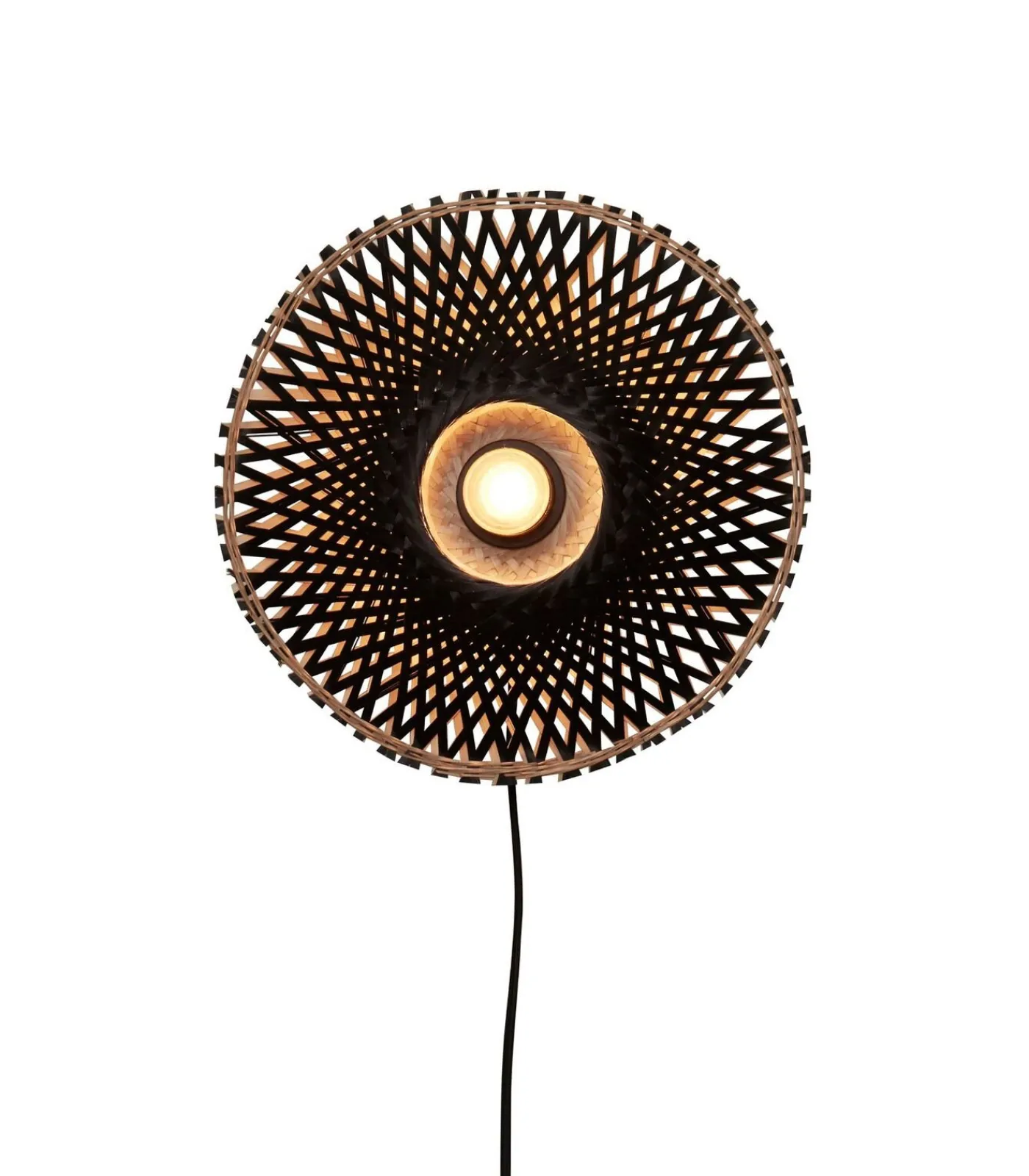 Best Wandlamp Kalimantan - Zwart/Bamboe - Ø30cm Muurverlichting