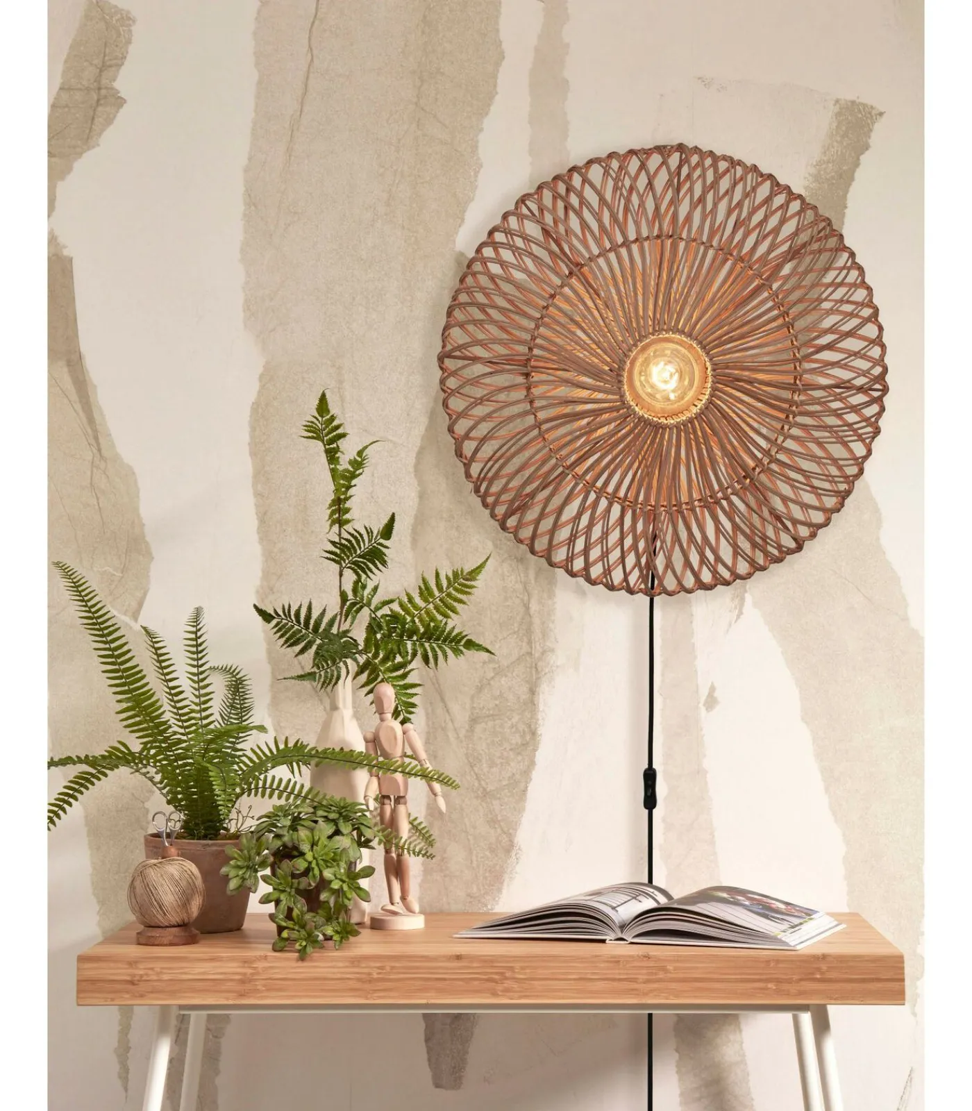 GOOD &MOJO Wandlamp Zanzibar - Rotan - Ø55cm