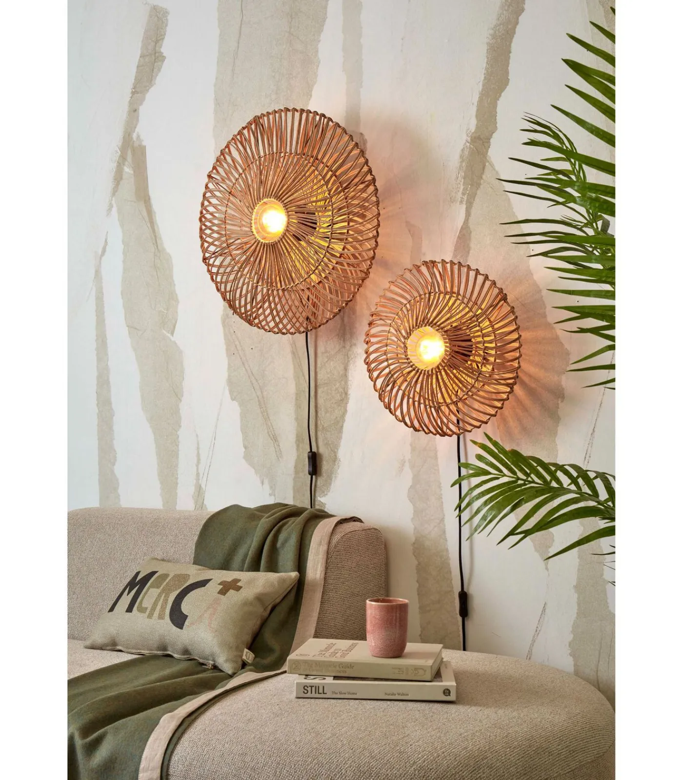 GOOD &MOJO Wandlamp Zanzibar - Rotan - Ø55cm