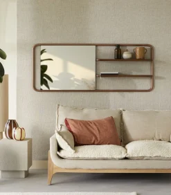 Tikamoon Wandrek met spiegel in notenhout en messing Félicie