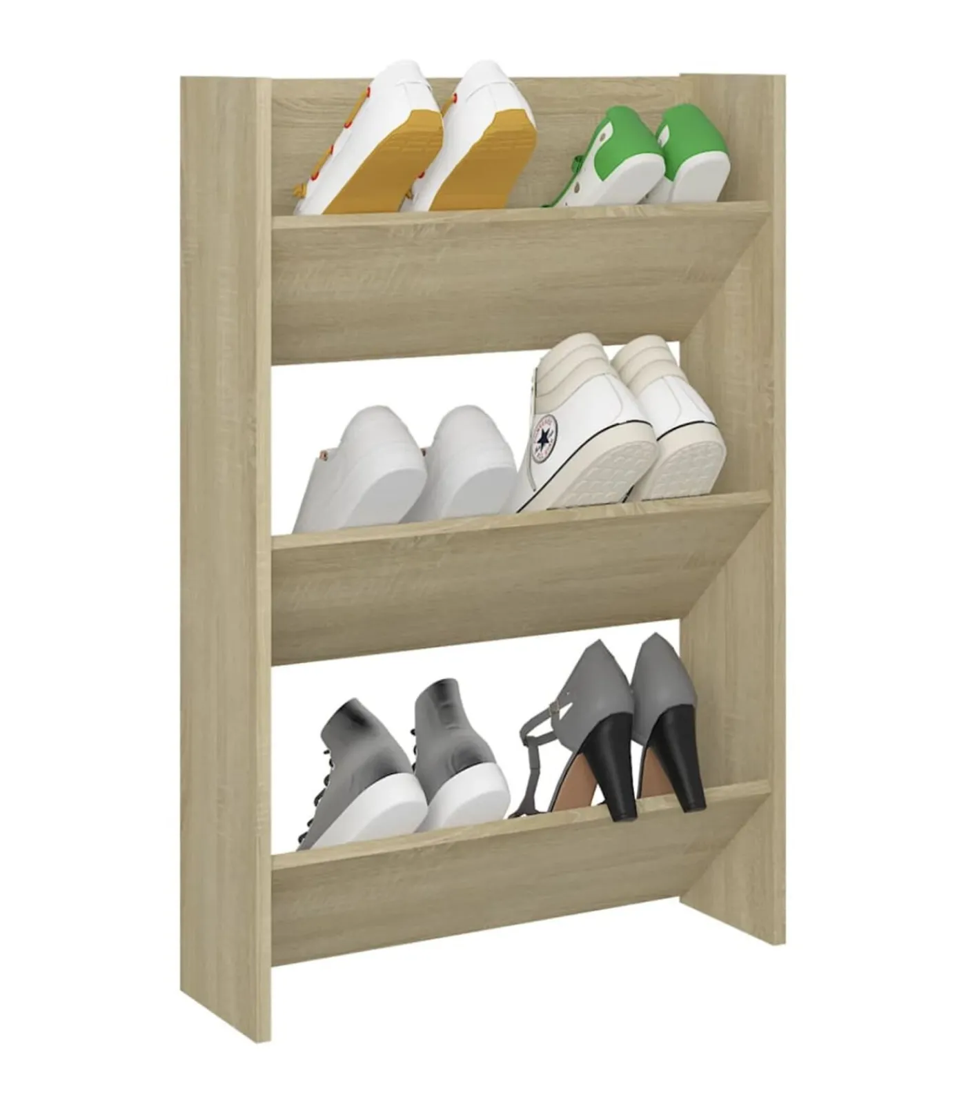 vidaXL Wandschoenenkast 60x18x90 cm spaanplaat sonoma eikenkleurig