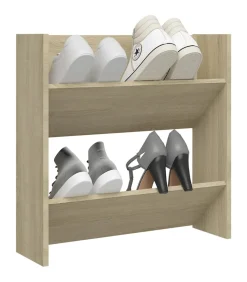 Outlet Wandschoenenkast 60x18x60 cm spaanplaat sonoma eikenkleurig Organiseren