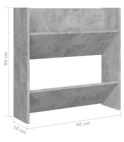 Online Wandschoenenkast 60x18x60 cm spaanplaat betongrijs Organiseren