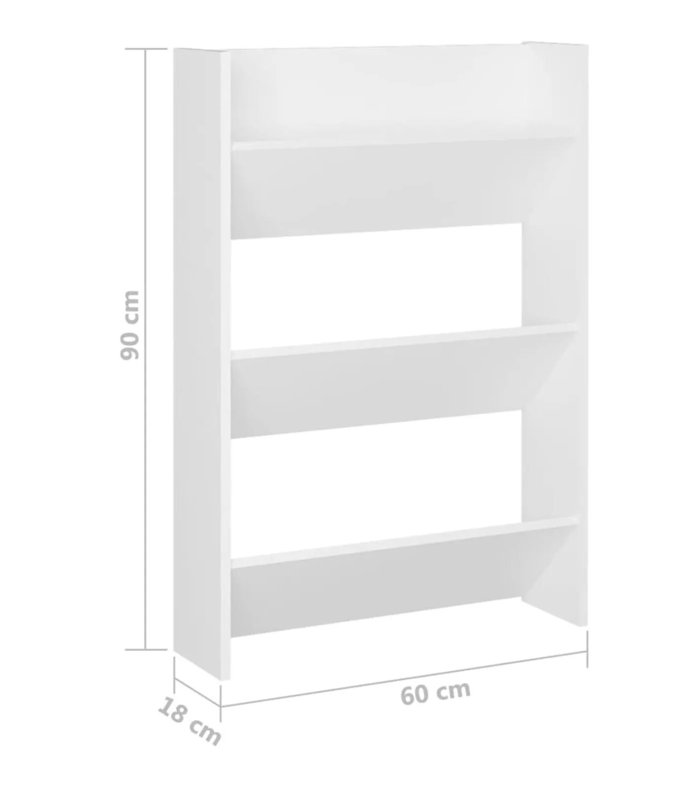 Clearance Wandschoenenkast 60x18x90 cm spaanplaat wit Organiseren