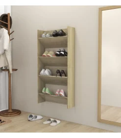 Sale Wandschoenenkasten 2 st 60x18x60 cm spaanplaat sonoma eiken Organiseren