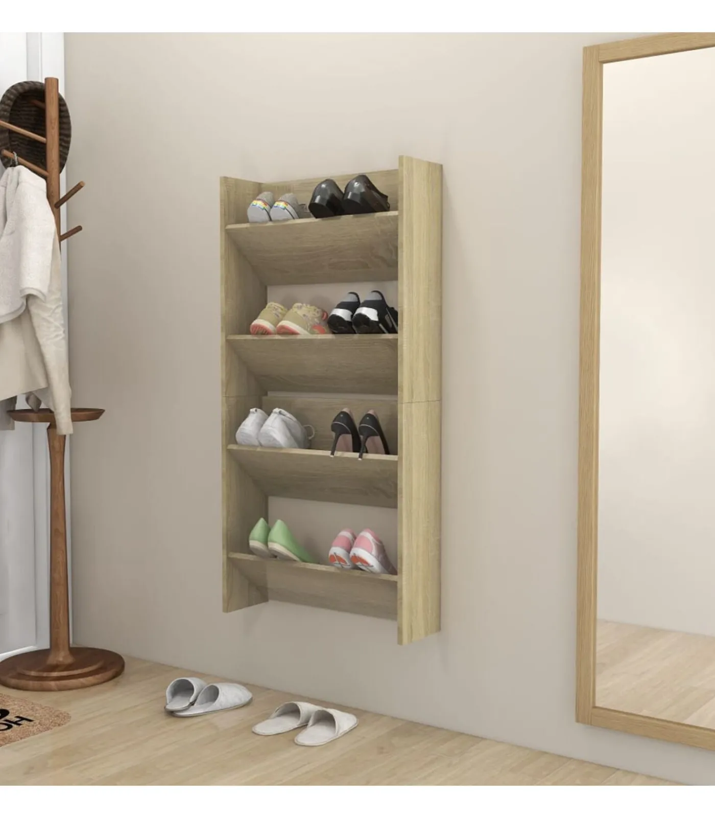 Sale Wandschoenenkasten 2 st 60x18x60 cm spaanplaat sonoma eiken Organiseren