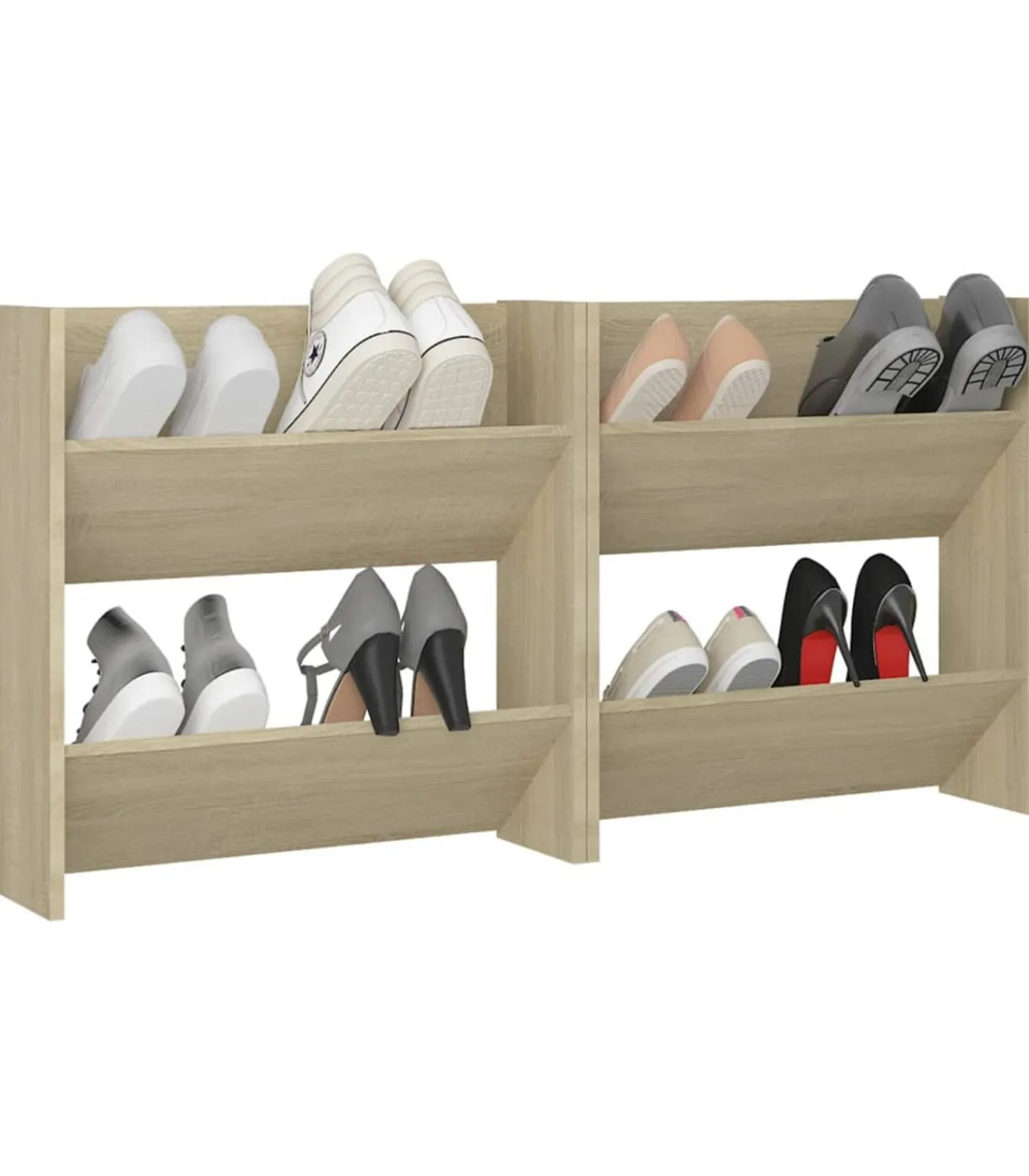 Sale Wandschoenenkasten 2 st 60x18x60 cm spaanplaat sonoma eiken Organiseren