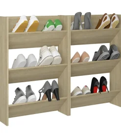 Clearance Wandschoenenkasten 2 st 60x18x90 cm spaanplaat sonoma eiken Organiseren