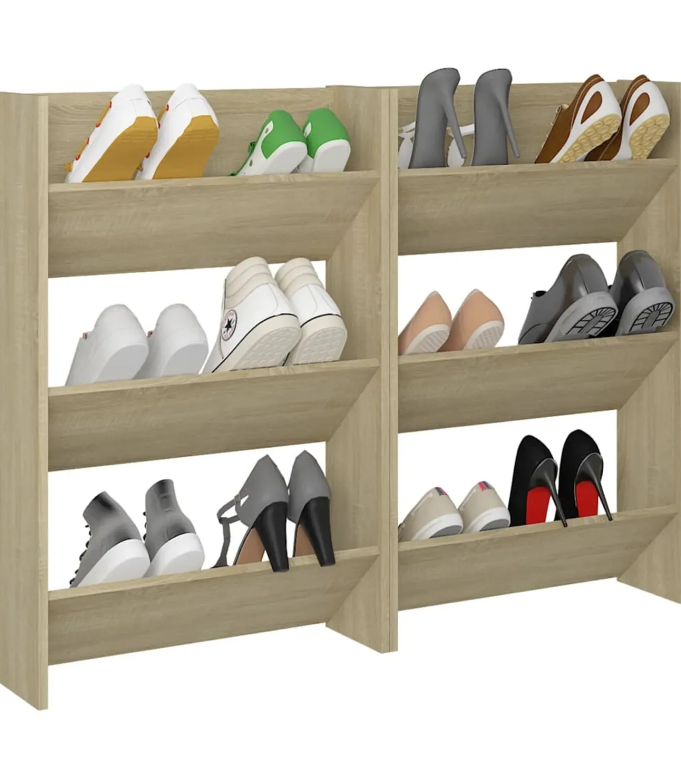 Clearance Wandschoenenkasten 2 st 60x18x90 cm spaanplaat sonoma eiken Organiseren