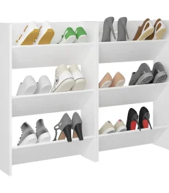 New Wandschoenenkasten 2 st 60x18x90 cm spaanplaat wit Organiseren