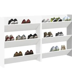 vidaXL Wandschoenenkasten 2 st 80x18x90 cm spaanplaat wit