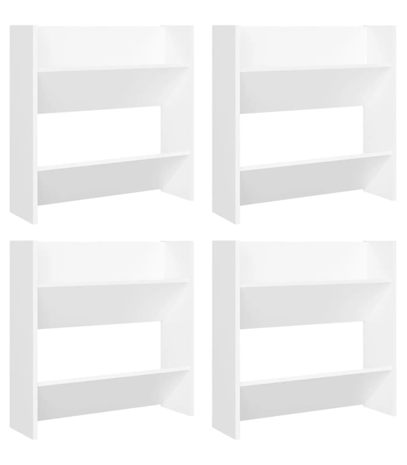 Clearance Wandschoenenkasten 4 st 60x18x60 cm bewerkt hout wit Organiseren