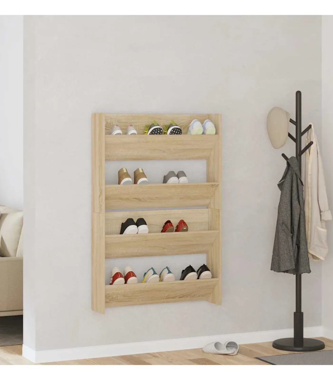 Online Wandschoenenkasten 2 st 80x18x60 cm spaanplaat sonoma eiken Organiseren