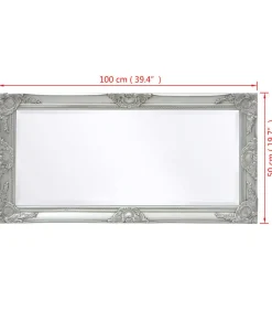 vidaXL Wandspiegel Barok 100 x 50 cm zilver