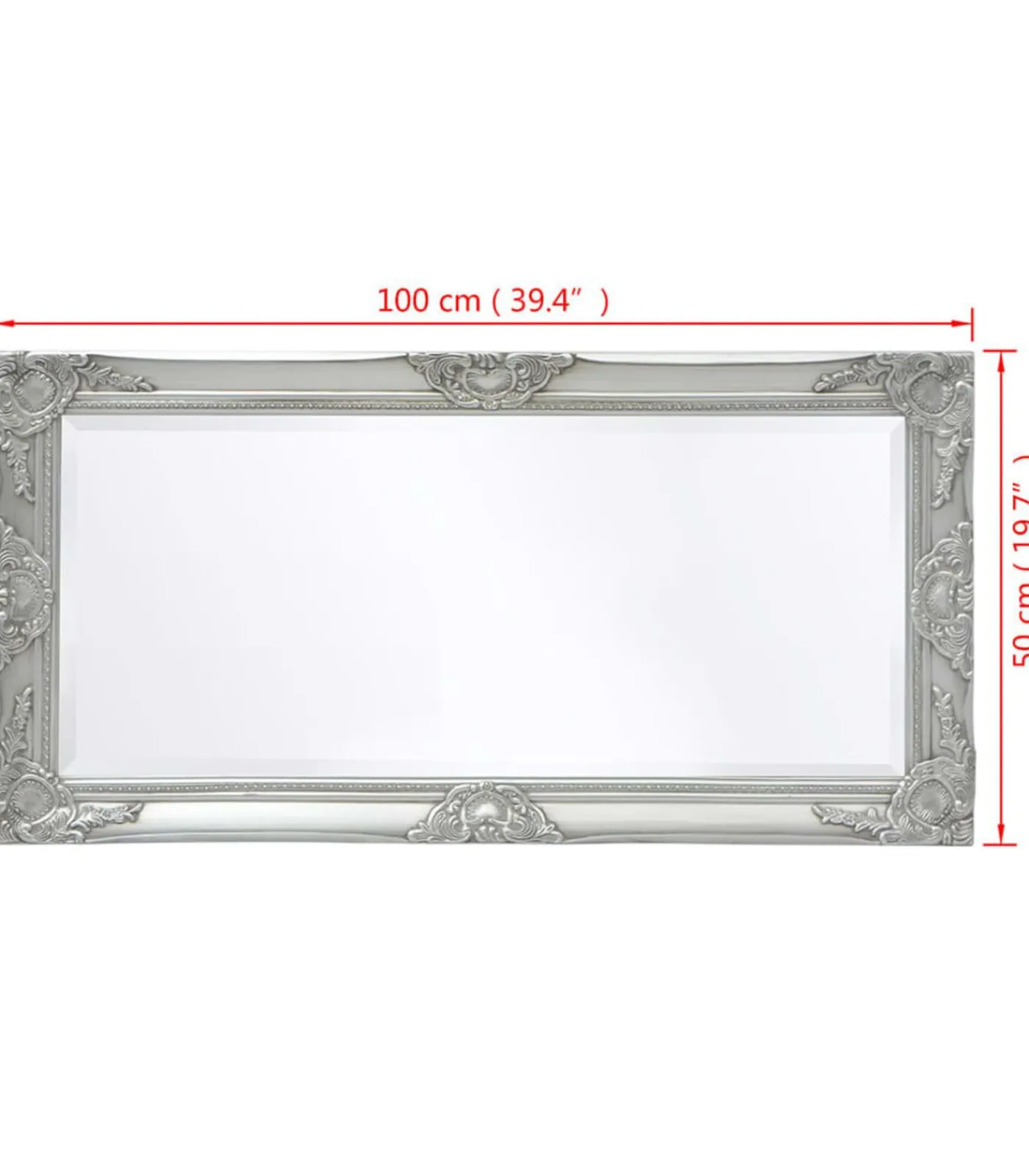 vidaXL Wandspiegel Barok 100 x 50 cm zilver