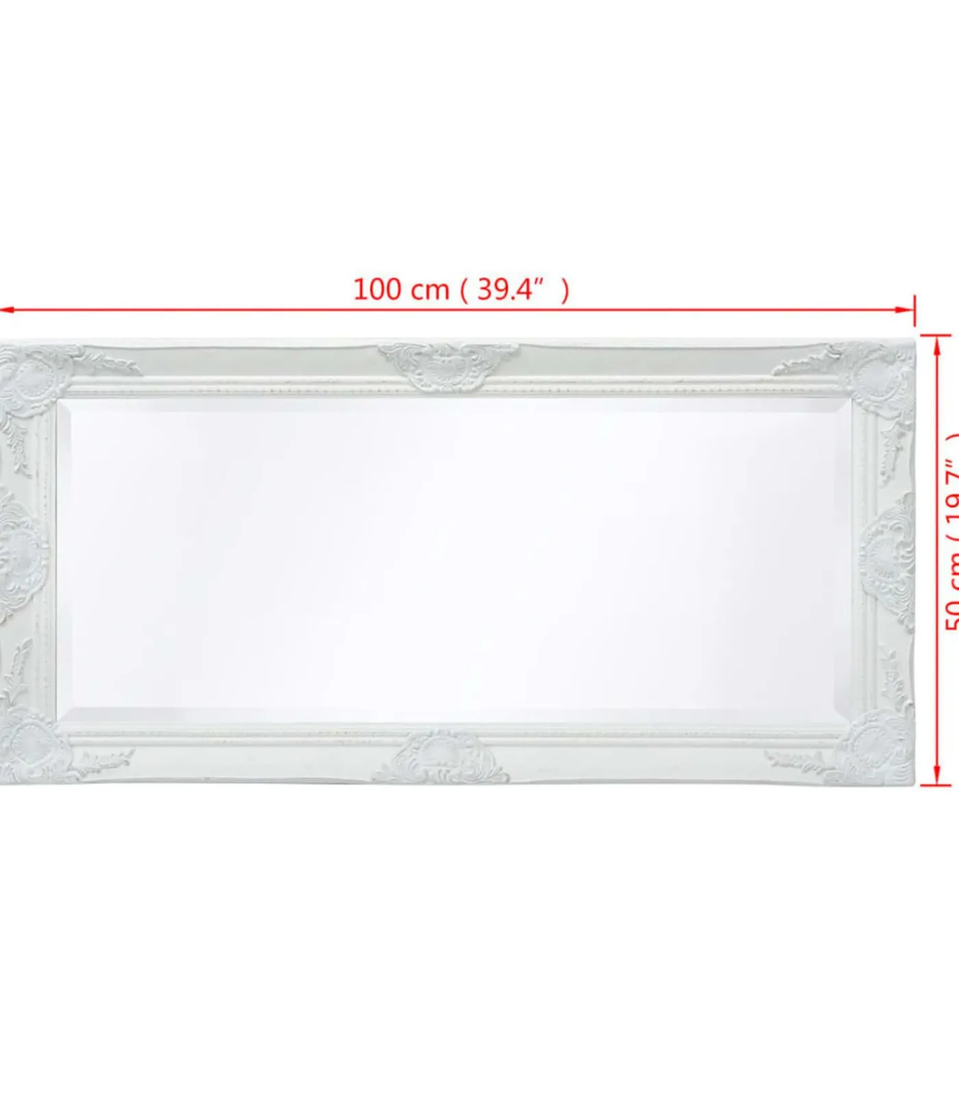 Hot Wandspiegel Barok 100 x 50 cm wit Spiegels