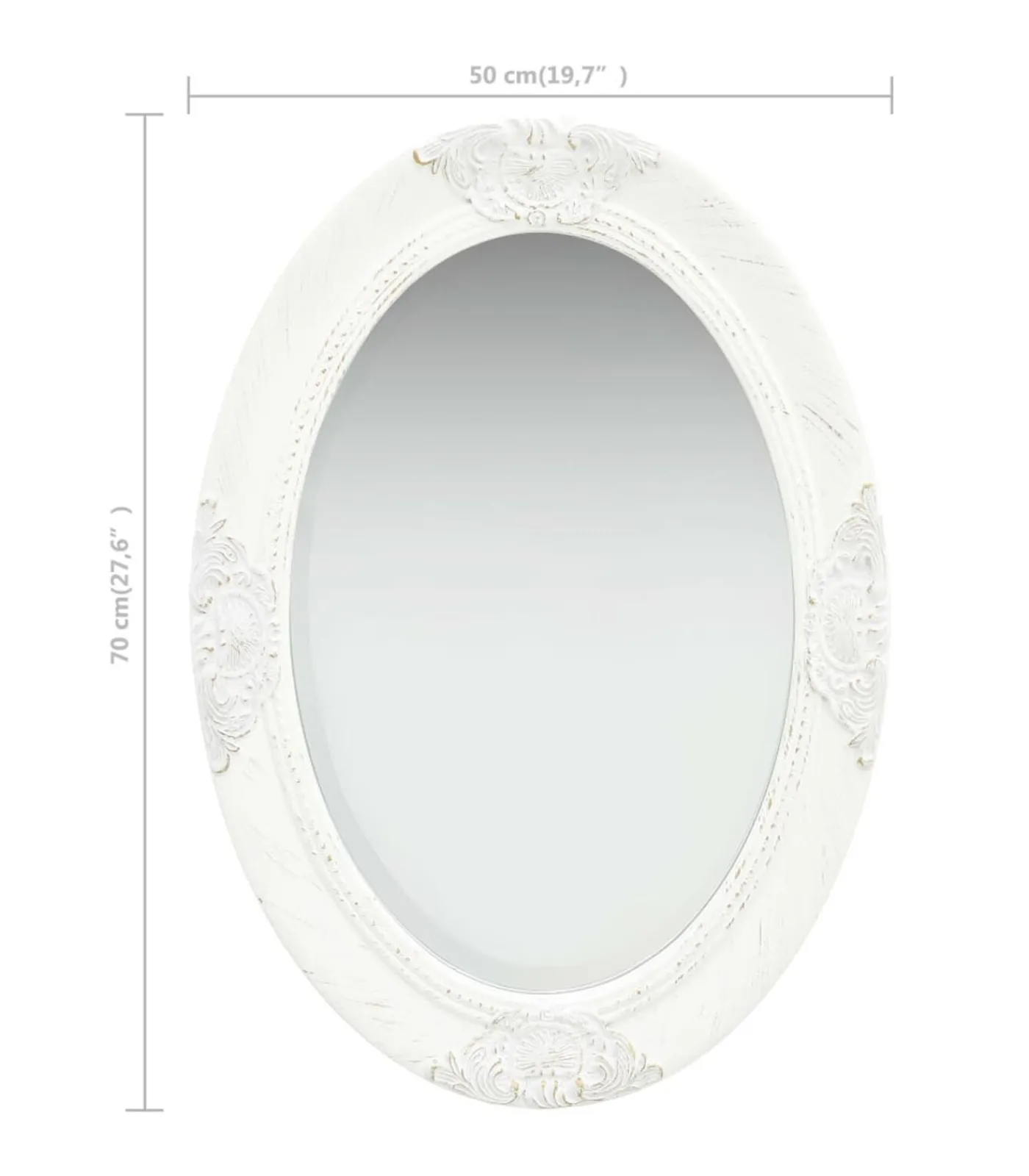 vidaXL Wandspiegel barok stijl 50x70 cm wit