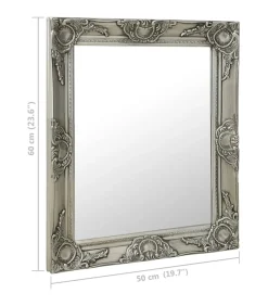 Hot Wandspiegel barok stijl 50x60 cm zilverkleurig Spiegels