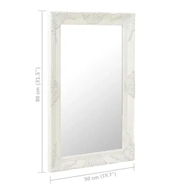vidaXL Wandspiegel barok stijl 50x80 cm wit