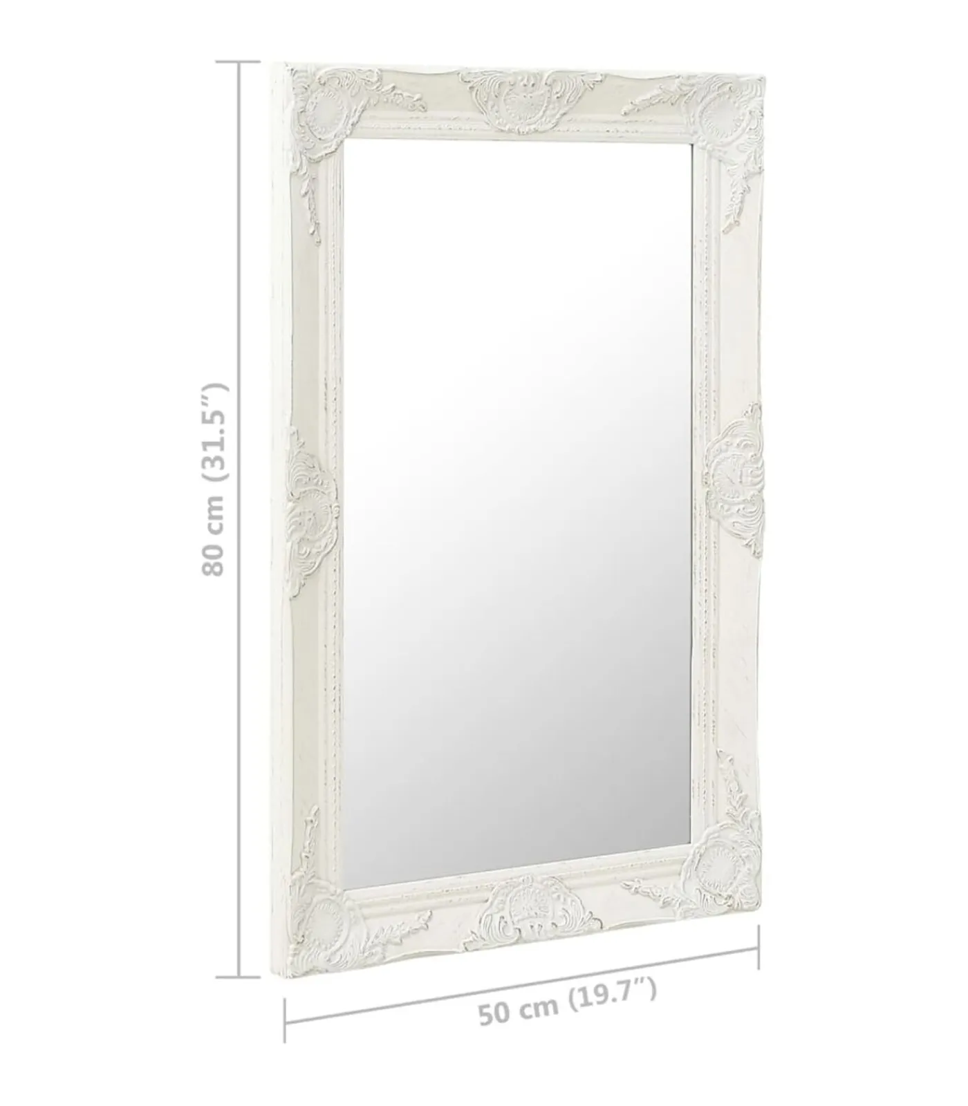 vidaXL Wandspiegel barok stijl 50x80 cm wit