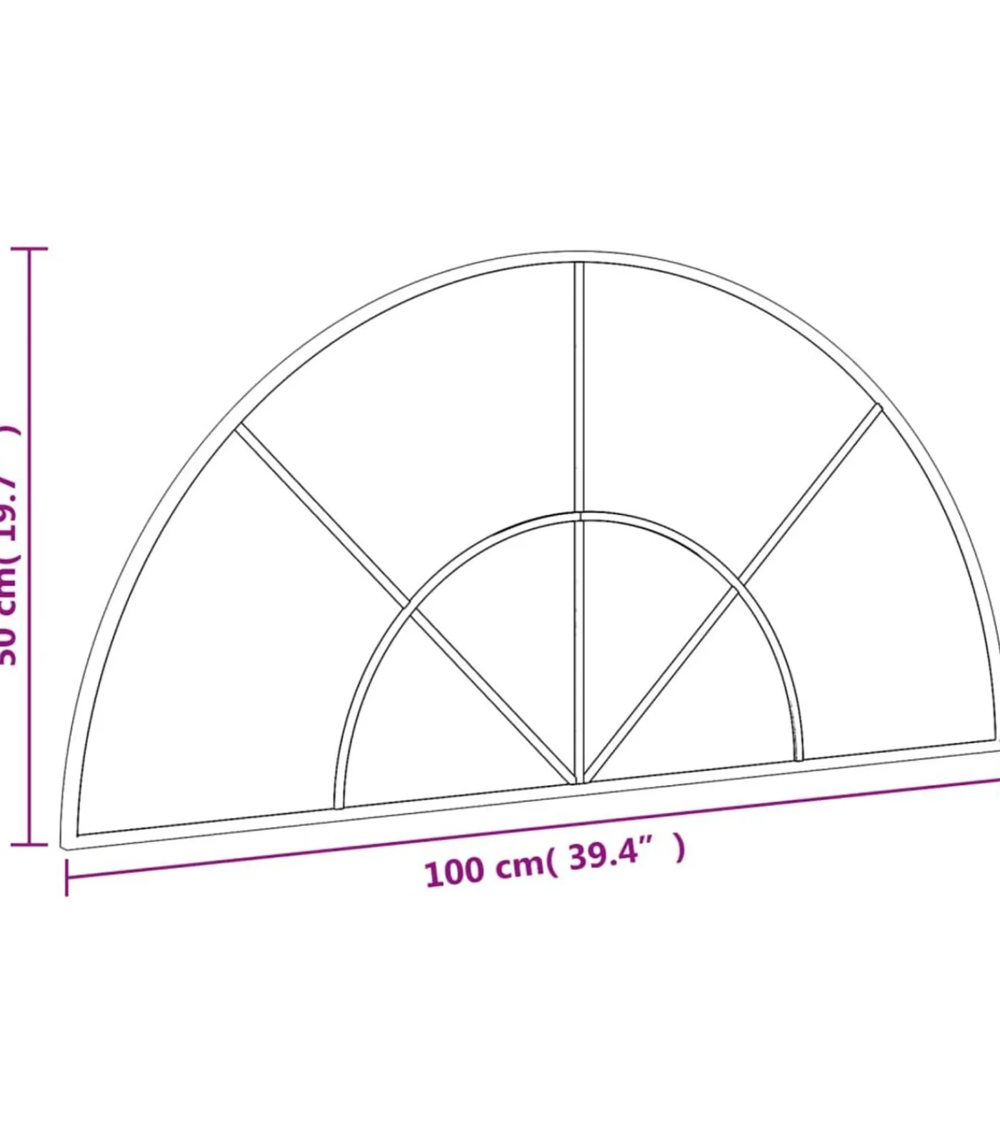 vidaXL Wandspiegel boog 100x50 cm ijzer zwart