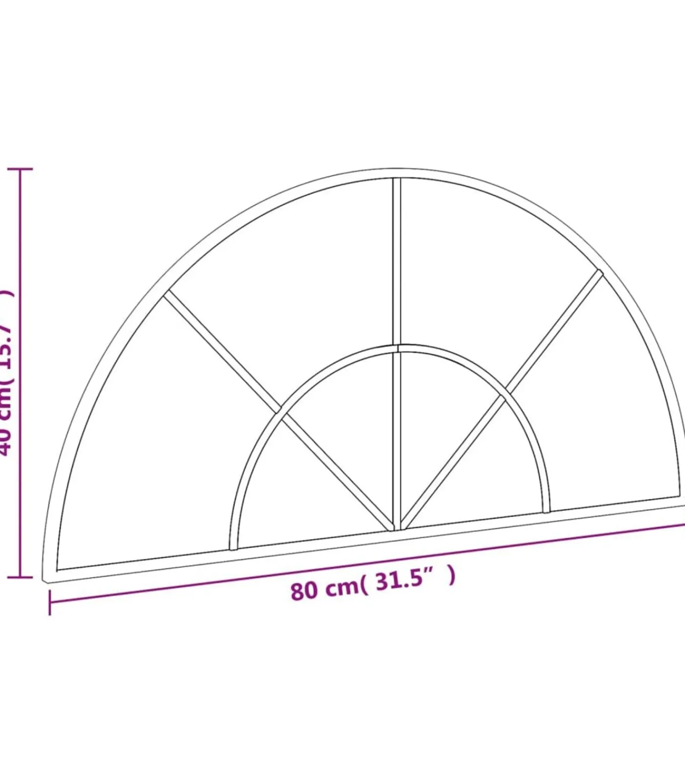 Online Wandspiegel boog 80x40 cm ijzer zwart Spiegels