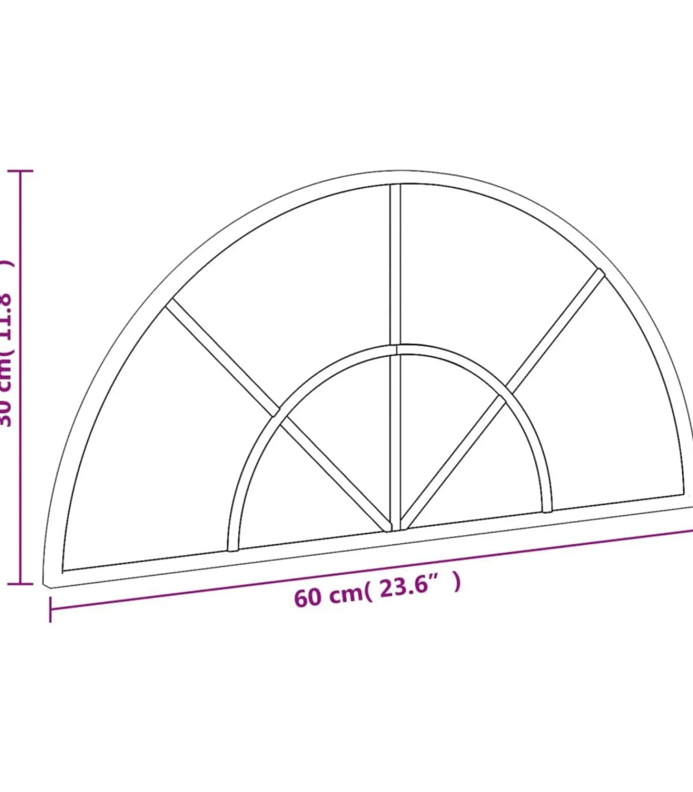 Online Wandspiegel boog 60x30 cm ijzer zwart Spiegels