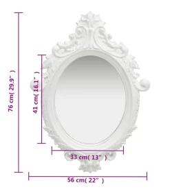 New Wandspiegel kasteel stijl 56x76 cm wit Spiegels