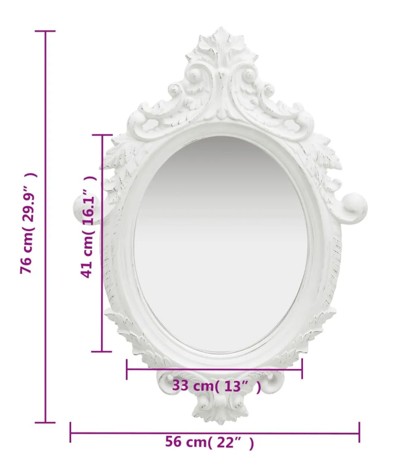 New Wandspiegel kasteel stijl 56x76 cm wit Spiegels