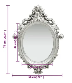 Hot Wandspiegel kasteel stijl 56x76 cm zilverkleurig Spiegels