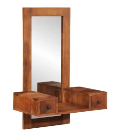 vidaXL Wandspiegel met lades 60x33x90 cm massief acaciahout