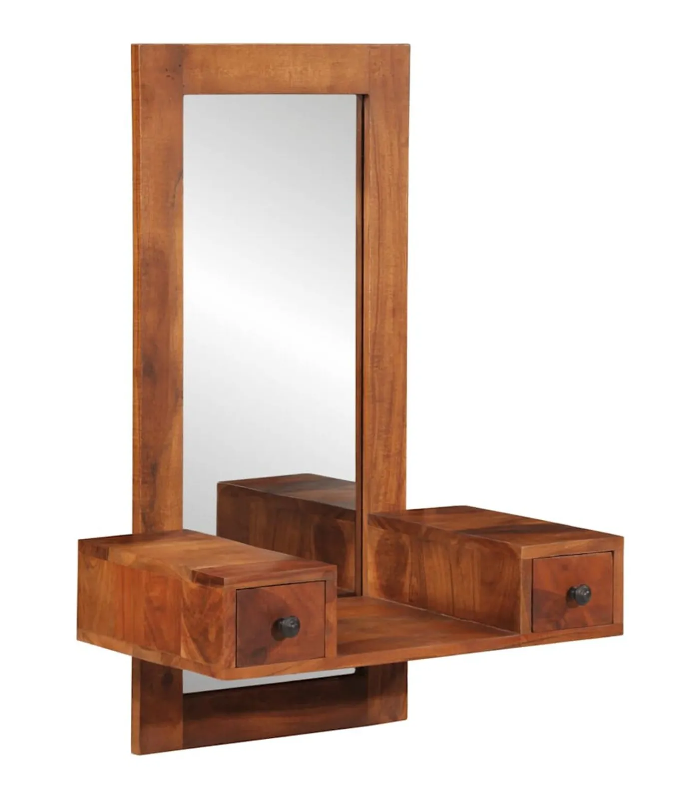 vidaXL Wandspiegel met lades 60x33x90 cm massief acaciahout