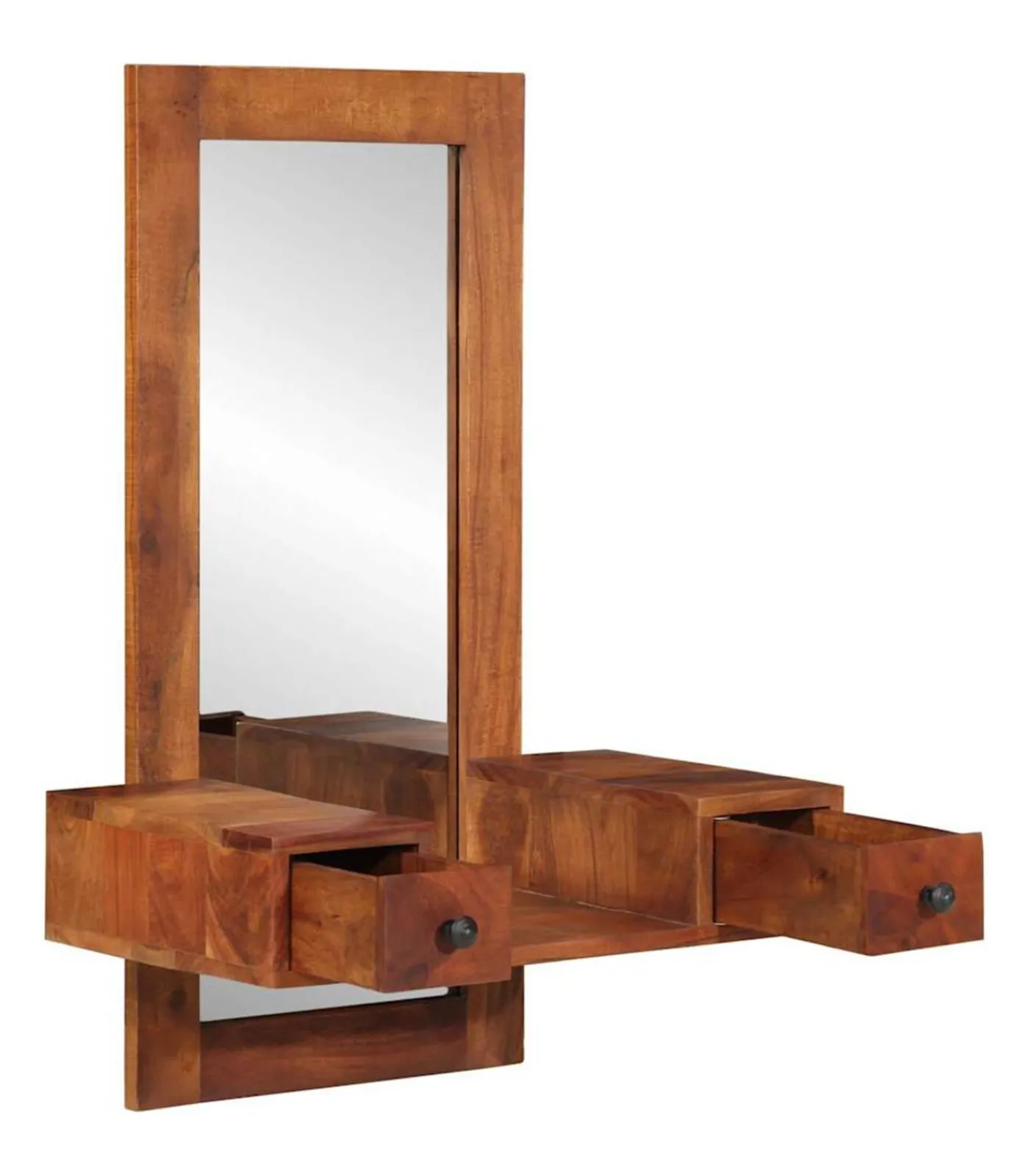 vidaXL Wandspiegel met lades 60x33x90 cm massief acaciahout
