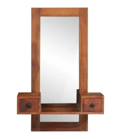 vidaXL Wandspiegel met lades 60x33x90 cm massief acaciahout