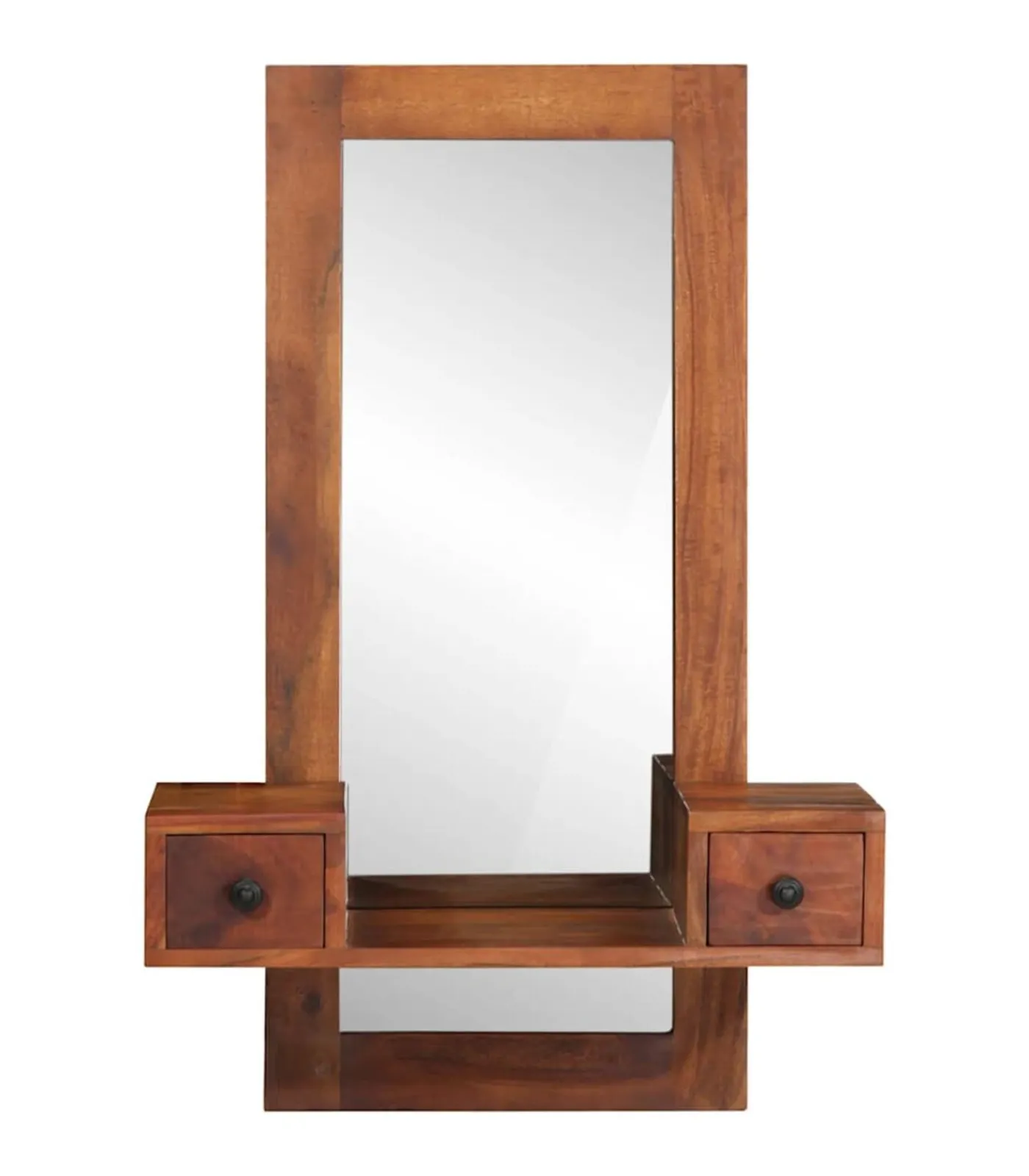 vidaXL Wandspiegel met lades 60x33x90 cm massief acaciahout