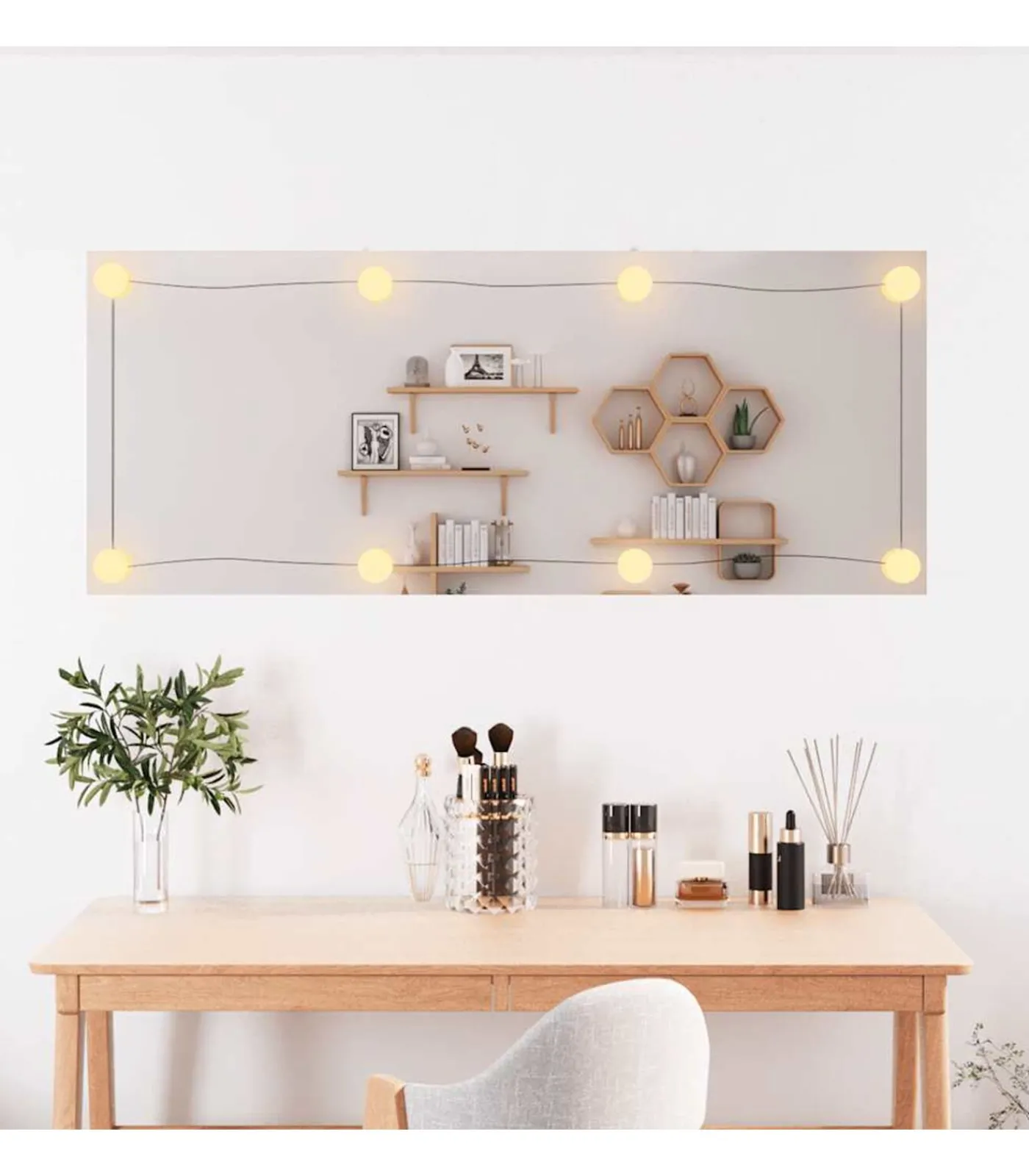 Outlet Wandspiegel met LED's rechthoekig 40x100 cm glas Spiegels