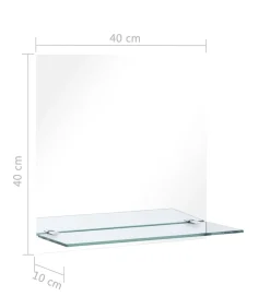 vidaXL Wandspiegel met schap 40x40 cm gehard glas