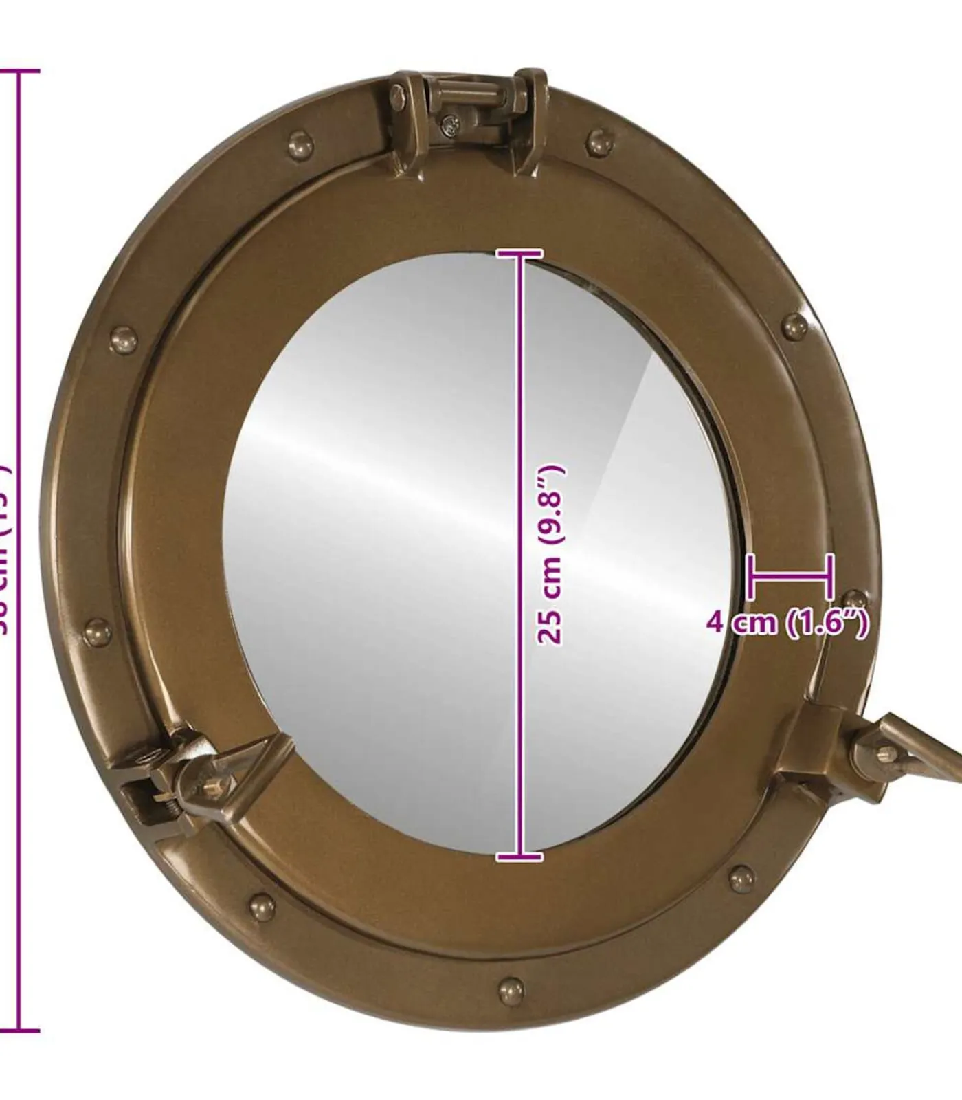 Clearance Wandspiegel patrijspoort Ø38 cmaluminium en glas Spiegels