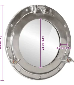 vidaXL Wandspiegel patrijspoort Ø38 cmaluminium en glas