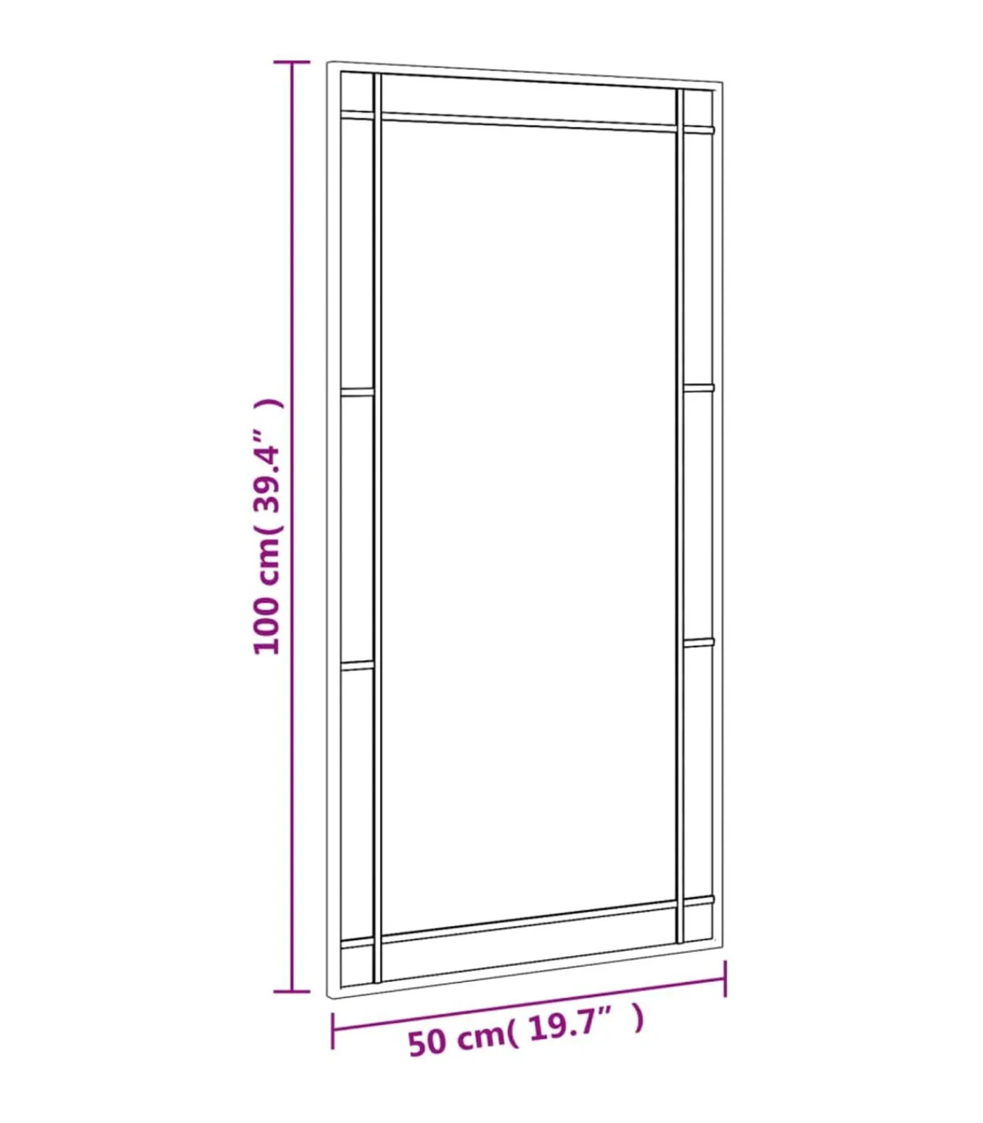 Sale Wandspiegel rechthoekig 50x100 cm ijzer zwart Spiegels